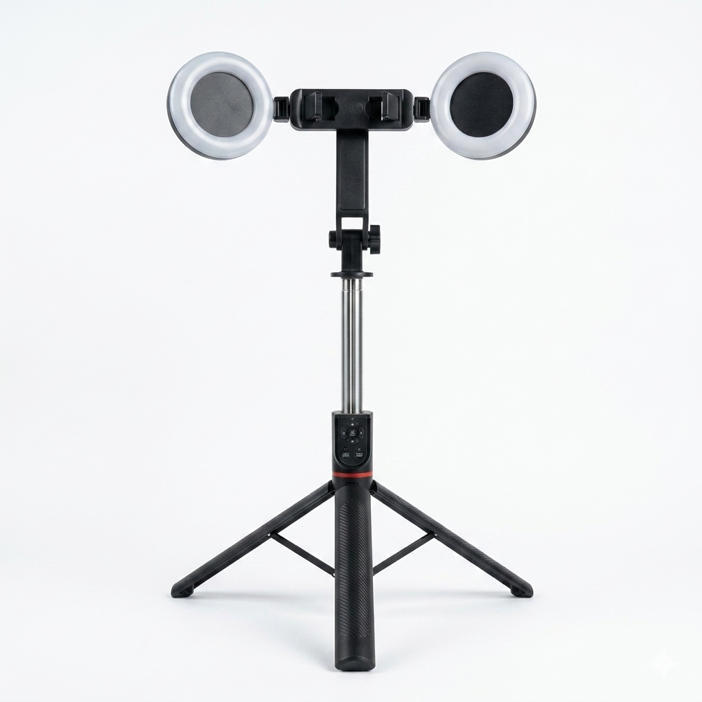 Perche à Selfie HI2D 3-en-1 avec Double Ring Light & Trépied