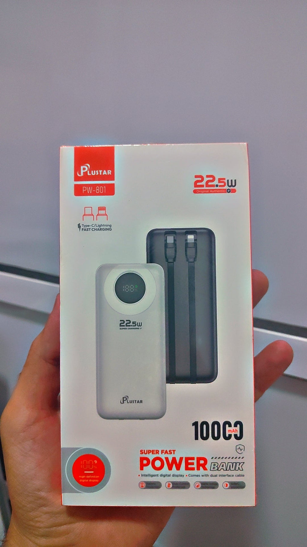 Power Bank Plustar PW-801 10000mAh 22.5W Câbles Intégrés
