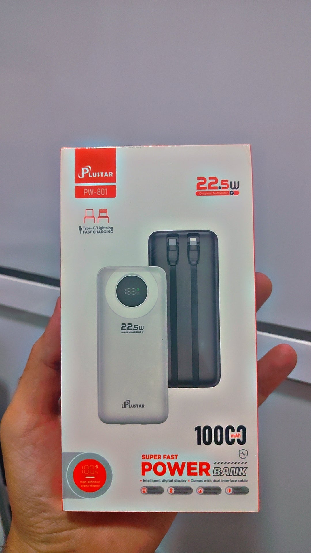 Power Bank Plustar PW-801 10000mAh 22.5W Câbles Intégrés