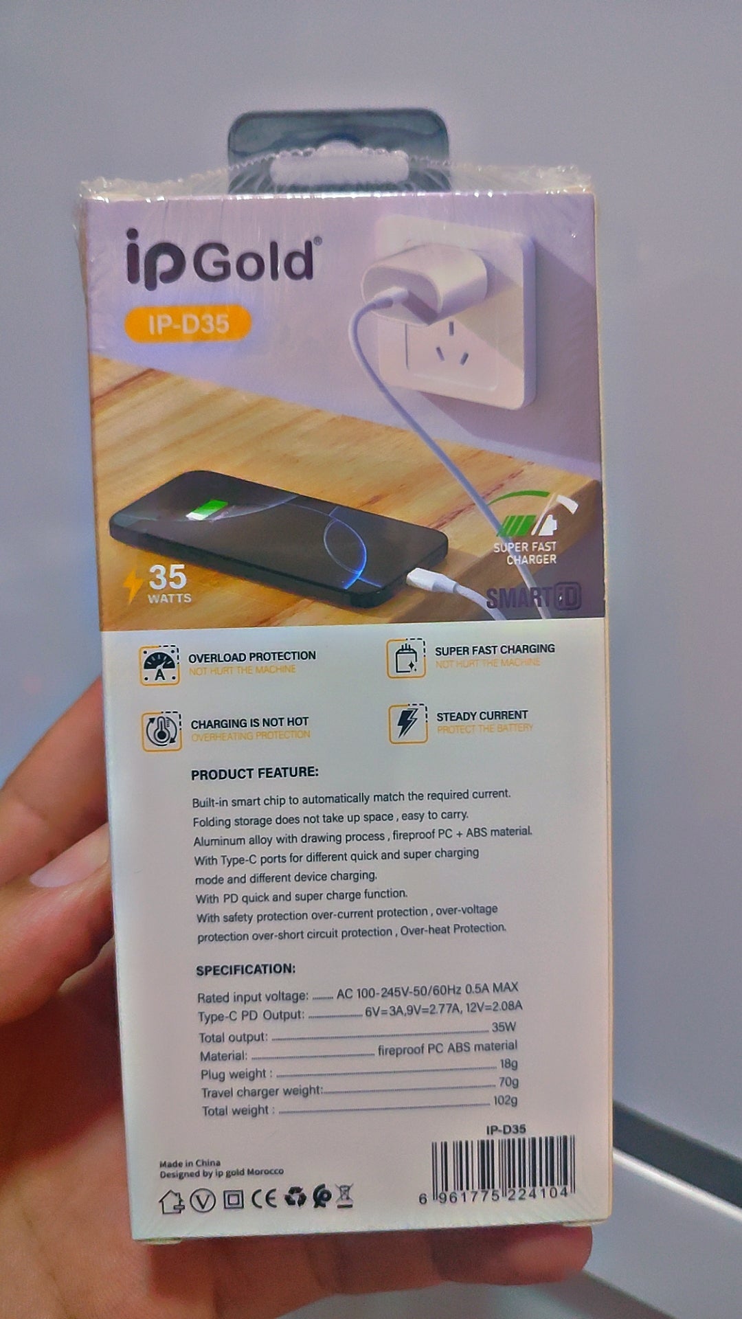 Chargeur iP Gold PD 35W USB-C - Charge Rapide iPhone