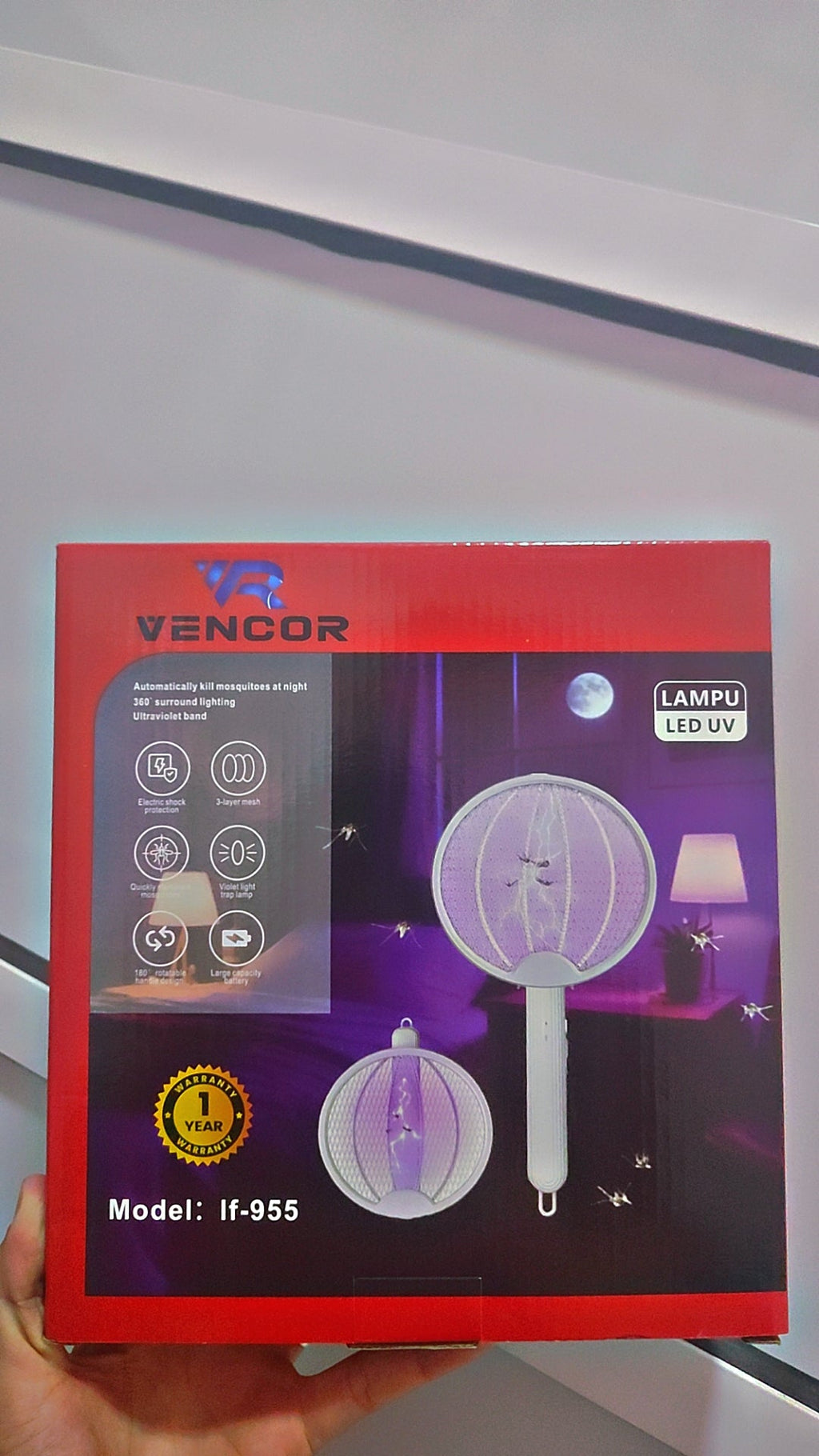 Raquette Anti-Moustique VENCOR IF-955 LED UV 2-en-1